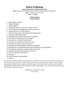 Supervisor Mtg Agenda- January 9, 2024 - Wayne County